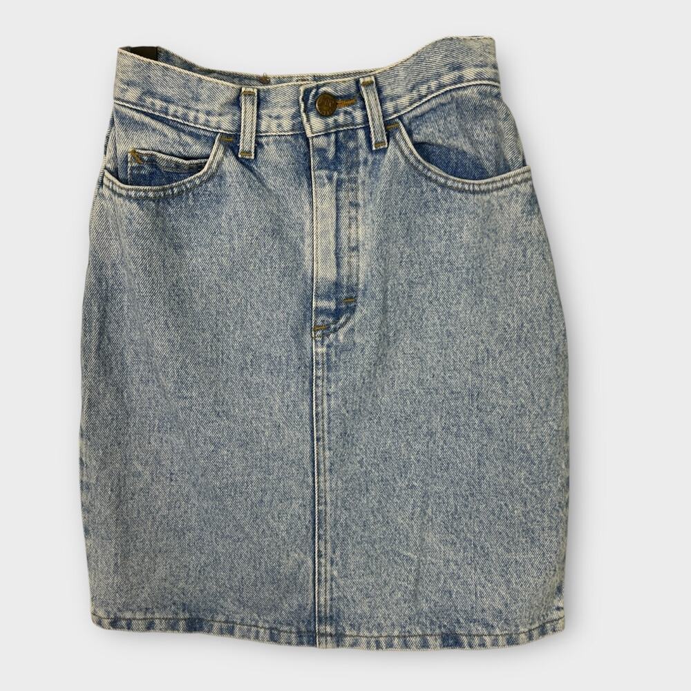 Lee Mini Skirt Women 0‎ XXS Light Acid Wash High Rise Vintage Retro 80s